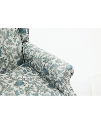 Streamdale Furniture Modern Floral Accent Chair with Retro Wood Legs