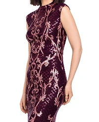 B&A By Betsy and Adam Women's Sequin Embroidery Gown