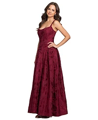 Betsy & Adam Women's Floral A-Line Gown