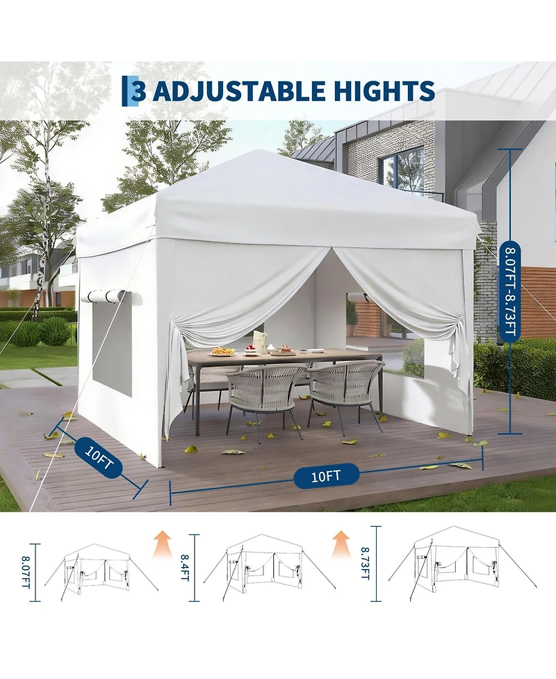 homfan 10x10 ft Pop Up Canopy with Sidewalls, Sandbags and Carry Bag
