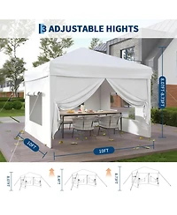 homfan 10x10 ft Pop Up Canopy with Sidewalls, Sandbags and Carry Bag