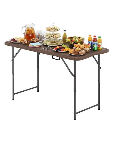 Aofar 4feet Folding Table Portable Plastic Carry Handle Lock Rattan Events Camping Outdoor