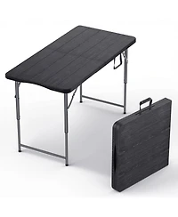 Aofar 4 Feet Folding Table Adjustable Height Steel Portable Handle