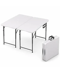 Aofar 4 Feet 2 Pack Foldable Table Steel Portable Handle Outdoor Indoor Party Picnic