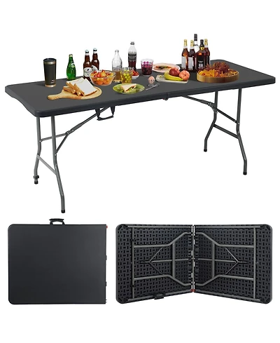Aofar 6feet Folding Table Heavy Duty Plastic Portable Camping Dining Party