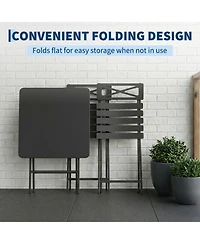 gaomon 3-Piece Patio Bistro Set - Iron Metal Table And Chairs For Outdoor Balcony Seating