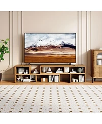 Streamdale Furniture Modular Extendable Rustic Wood Tv Stand with Open Storage
