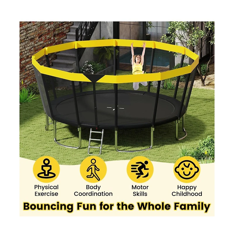 Ruie 16 ft Astm Compliant Recreational Trampoline with Safety Enclosure and Ladder