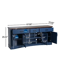 Streamdale Furniture Modern 67" Tv Console with Glass Doors, Storage Drawers and Adjustable Shelves