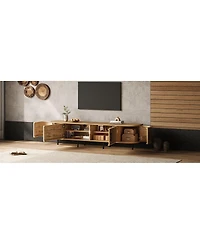 Streamdale Furniture 70" Modern Rattan Tv Stand for TVs up to 80" with Storage and Cable Management