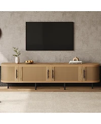 Streamdale Furniture 70" Modern Rattan Tv Stand for TVs up to 80" with Storage and Cable Management