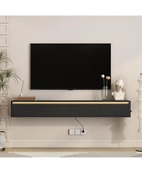 Streamdale Furniture Floating Wall-Mounted Tv Stand with Led Lights and Power Outlet3