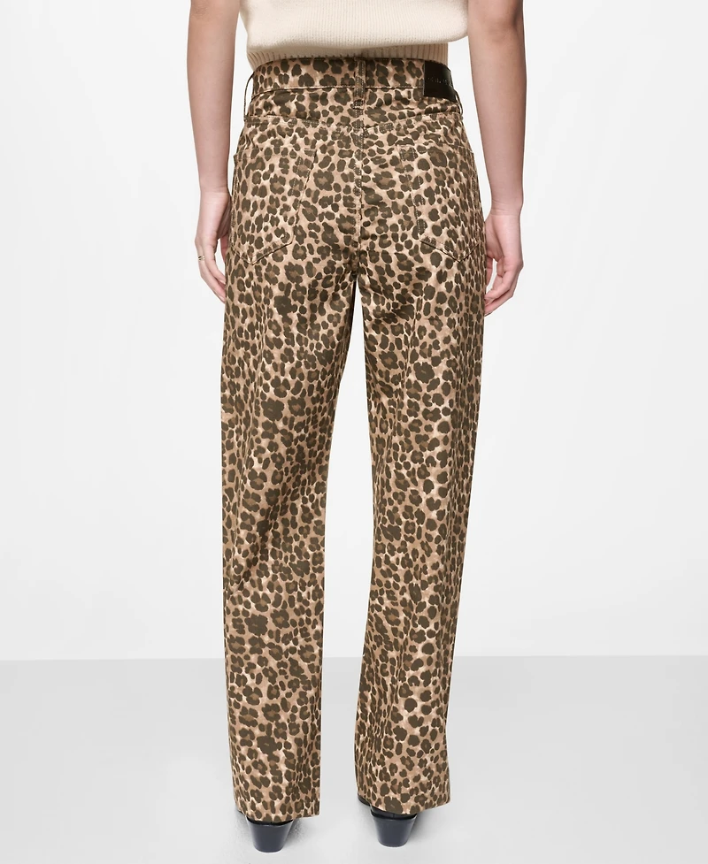 Dkny Jeans Women's Animal Print Mid-Rise Straight Leg