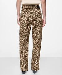 Dkny Jeans Women's Animal Print Mid-Rise Straight Leg