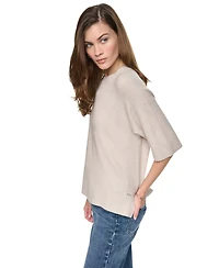 Dkny Jeans Women's Rugby Short-Sleeve Crewneck Boxy Sweater