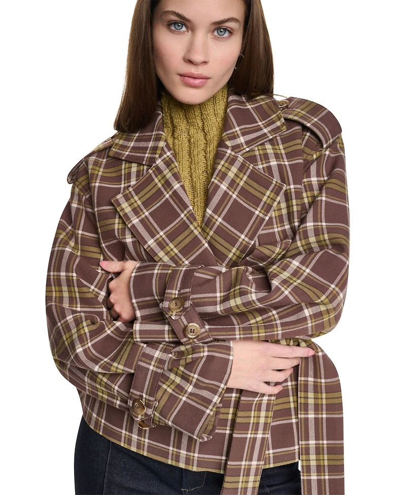 Dkny Jeans Women's Double Breasted Short Trench Jacket