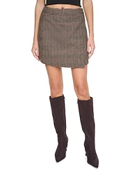Dkny Jeans Women's Plaid High Waist Wrap Mini Skirt