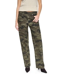 Dkny Jeans Women's Mid-Rise Relaxed Straight Camo Print