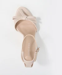 Berness Women's Peach Ankle Strap Stiletto Sandals with Bow Detail