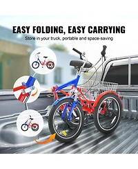 Vevor Folding Adult Tricycle 7-Speed Adult 3 Wheel Trikes Carbon Steel