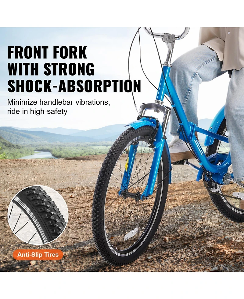 Vevor Folding Adult Tricycle 7-Speed Adult 3 Wheel Trikes Carbon Steel