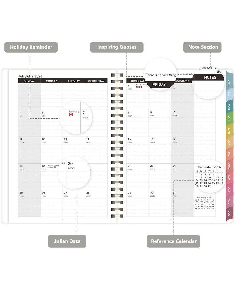 Gnuadz 2026 Planner Weekly Monthly Hardcover Agenda