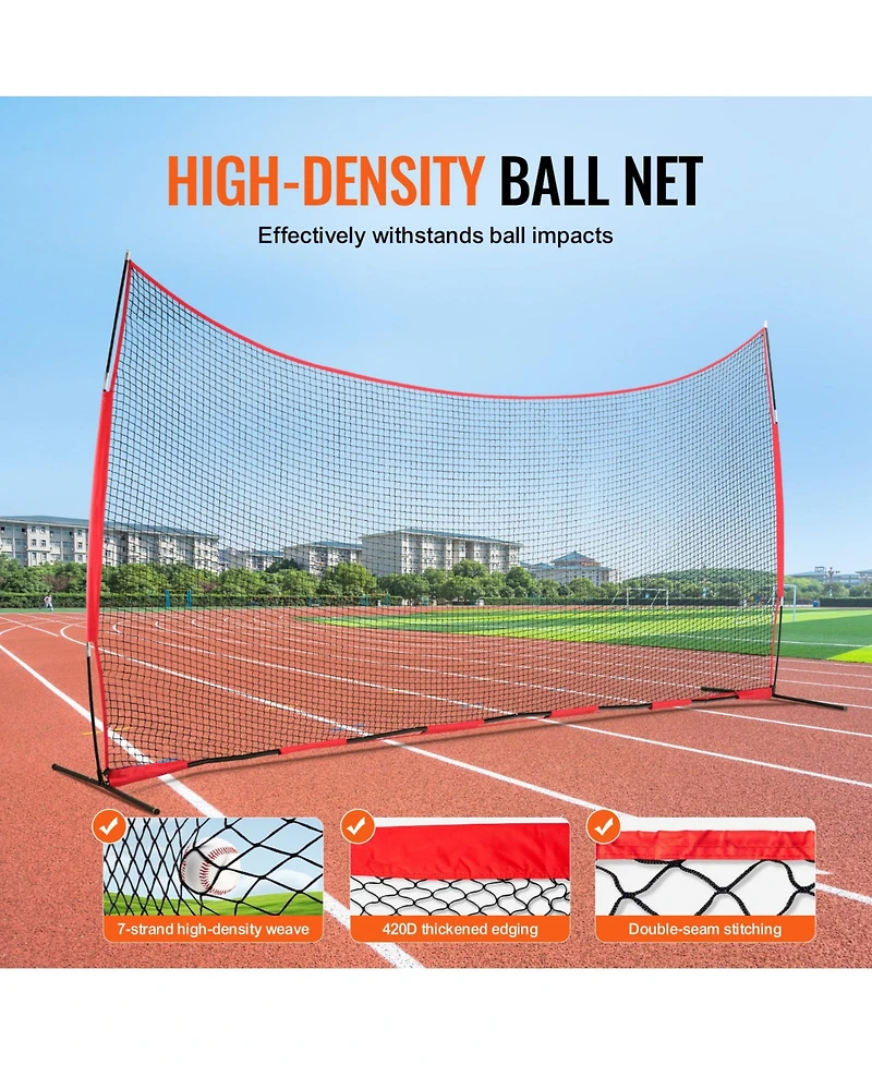 Vevor Barricade Backstop Net Ball Sports Barrier Softball Practice Net 20x10ft