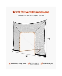 Vevor 12x9 ft Hockey Lacrosse Goal Backstop Training Net Extended Coverage Net Only