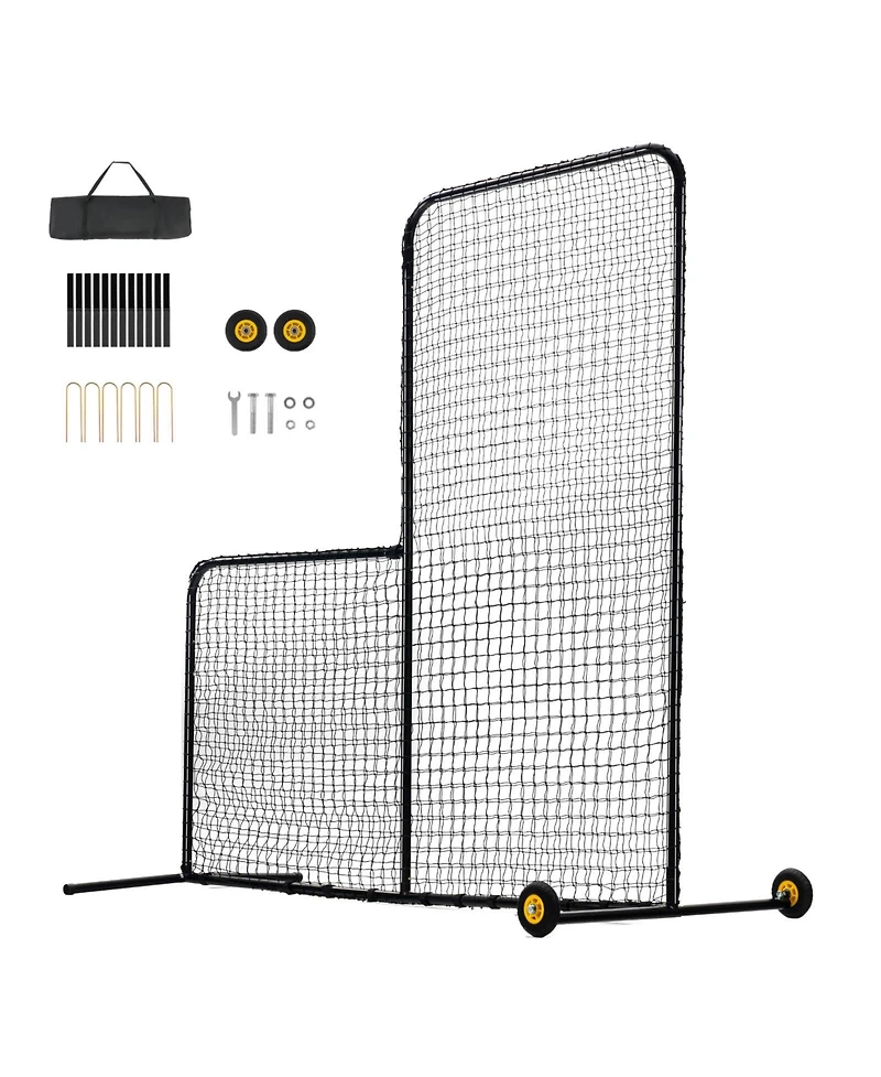 Vevor L Screen Baseball Pitching Net for Batting Cage Softball Screen 7x7ft