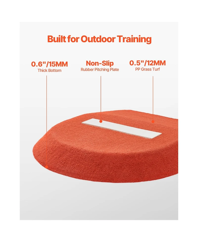 Vevor 42 in Pitching Mound Portable Pitcher Mound Baseball Softball Outdoor Training