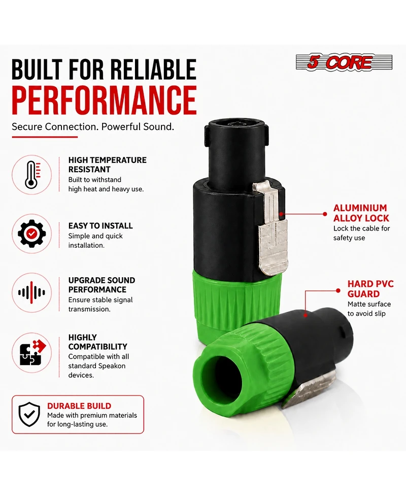 5 core Speak on Adapter High Quality Audio Jack Male Audio Pin Speaker Adapter Connector