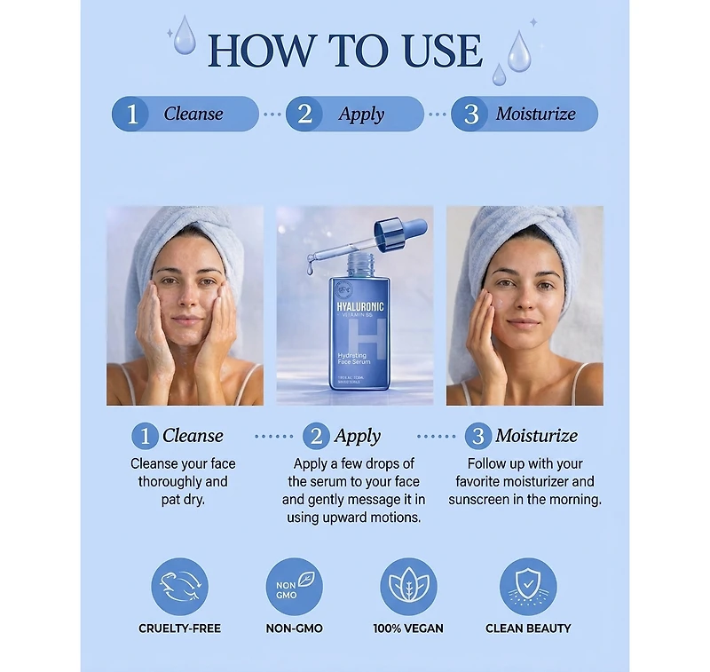 Lovery Hyaluronic + Vitamin B5 Hydrating Face Serum - Korean Skincare Dual-Action Plumping and Barrier Repair Treatment