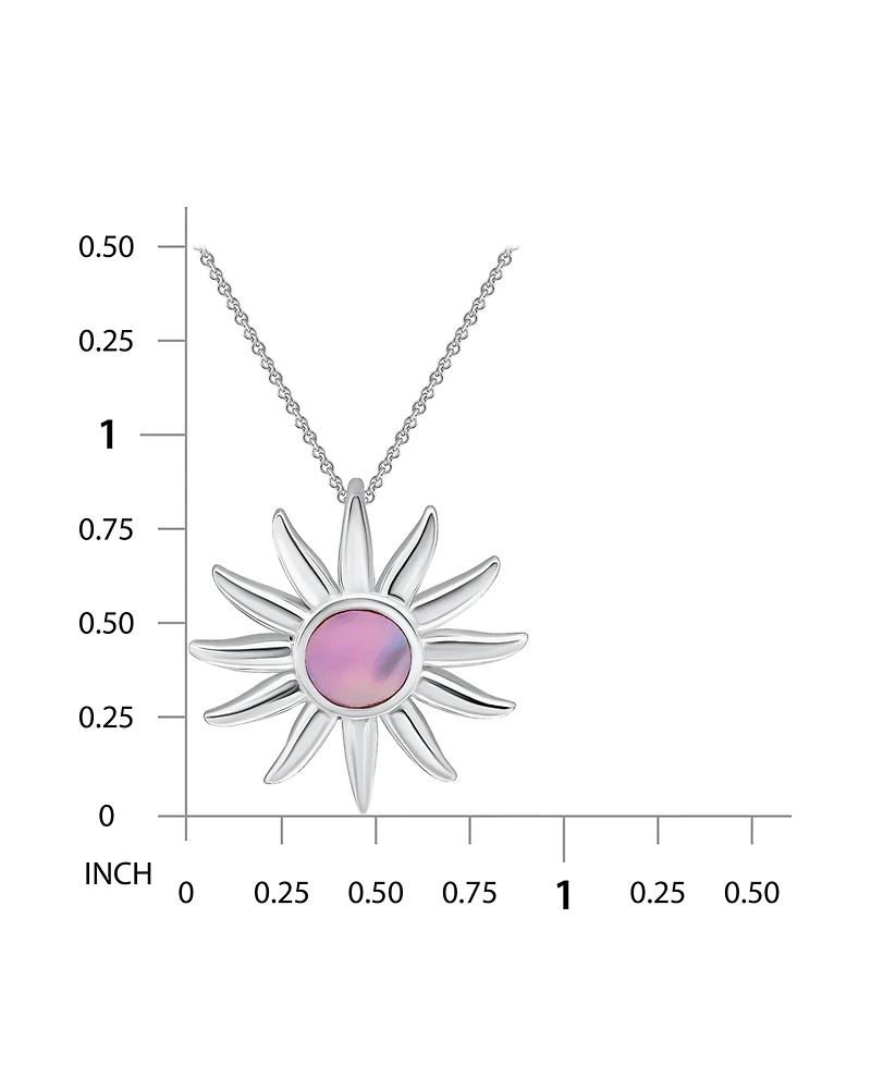 Macy's Pink Shell Inlay Fine Silver-Plated Sun Slide Necklace