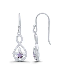 Macy's Pink Shell Inlay Fine Silver-Plated Starfish Fishhook Drop Earrings