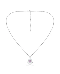 Macy's Pink Shell Inlay Fine Silver-Plated Hamsa Pendant Necklace