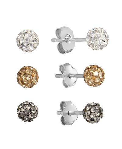 Macy's Crystal Pave 4mm Ball Trio Stud Earrings
