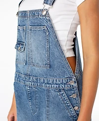 Celebrity Pink Juniors' Wide-Leg Denim Boyfriend Overalls