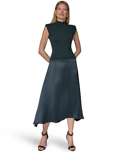 Donna Karan New York Women's Viscose Mixed Media Midi Dress