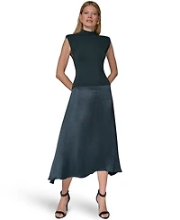 Donna Karan New York Women's Viscose Mixed Media Midi Dress