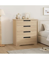 Wood Nightstand, Farmhouse Night Stand with Drawers, 30" Large End Table with 4 Drawers, Bed Side Tables for Bedroom