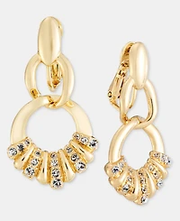 Anne Klein Pave Open Link Clip-On Drop Earrings