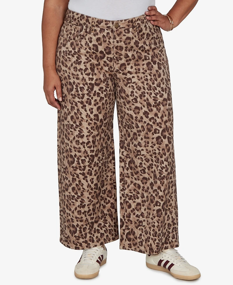 Ruby Rd. Plus Cheetah Print Wide Leg Jean