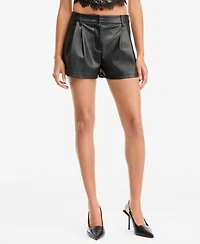 Bar Iii Women's High-Waisted Pleated Faux-Leather Shorts, Macy's Exclusive
