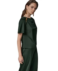 Donna Karan New York Women's Ruched Side Short-Sleeve Top