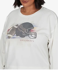 Ruby Rd. Plus Football Graphic Terry Sweatshirt