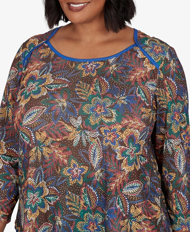 Ruby Rd. Plus Textured Floral Print Knit Top