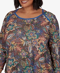 Ruby Rd. Plus Textured Floral Print Knit Top