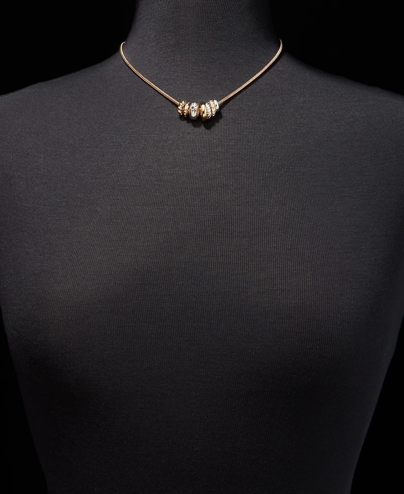 Anne Klein Crystal Rondelle Charm Collar Necklace, 16" + 3" extender
