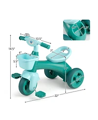 Slickblue Kids Tricycle with Front Basket, Bell and Limited Steering
