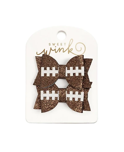 Sweet Wink Little and Big Girls Game Day Glitter Bow Clip Set